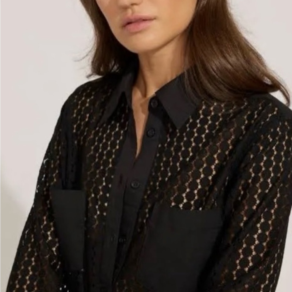 NWT size large SOLID & STRIPED Black Lace Oxford Tunic